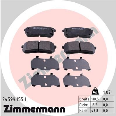 Stabdžių trinkelių rinkinys, diskinis stabdys ZIMMERMANN 24599.155.1