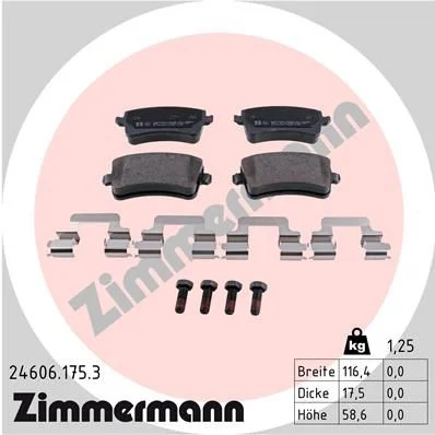 Stabdžių trinkelių rinkinys, diskinis stabdys ZIMMERMANN 24606.175.3