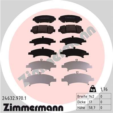 Stabdžių trinkelių rinkinys, diskinis stabdys ZIMMERMANN 24632.970.1