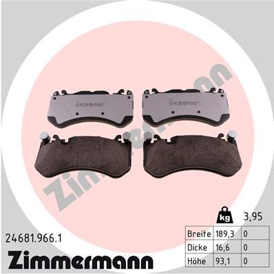 Комплект гальмівних накладок, дискове гальмо ZIMMERMANN 24681.966.1