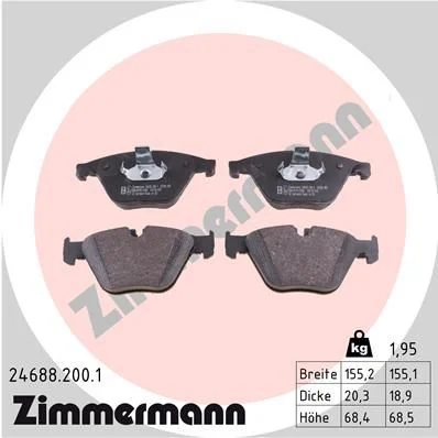 Stabdžių trinkelių rinkinys, diskinis stabdys ZIMMERMANN 24688.200.1