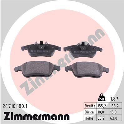 Stabdžių trinkelių rinkinys, diskinis stabdys ZIMMERMANN 24710.180.1