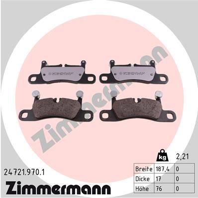 Stabdžių trinkelių rinkinys, diskinis stabdys ZIMMERMANN 24721.970.1