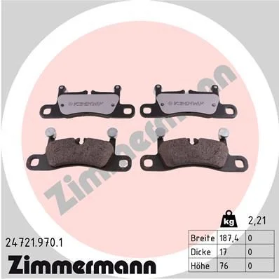 Stabdžių trinkelių rinkinys, diskinis stabdys ZIMMERMANN 24721.970.1