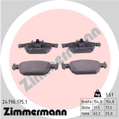 Stabdžių trinkelių rinkinys, diskinis stabdys ZIMMERMANN 24796.175.1