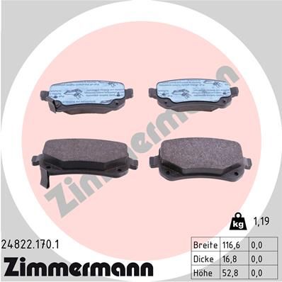 Brake Pad Set, disc brake ZIMMERMANN 24822.170.1