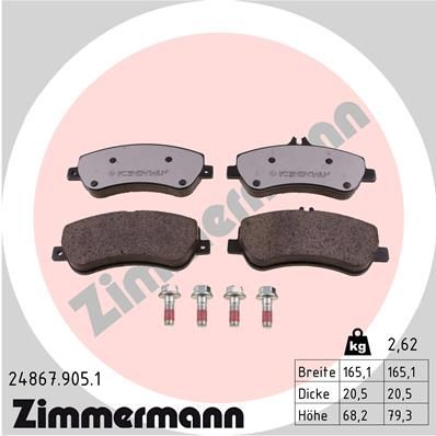 Stabdžių trinkelių rinkinys, diskinis stabdys ZIMMERMANN 24867.905.1