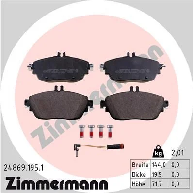 Stabdžių trinkelių rinkinys, diskinis stabdys ZIMMERMANN 24869.195.1