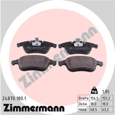 Комплект гальмівних накладок, дискове гальмо ZIMMERMANN 24870.180.1