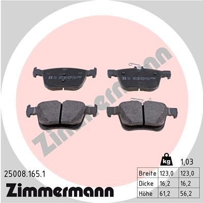 Stabdžių trinkelių rinkinys, diskinis stabdys ZIMMERMANN 25008.165.1