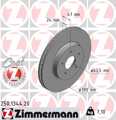 Stabdžių diskas ZIMMERMANN 250.1344.20