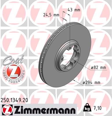 Stabdžių diskas ZIMMERMANN 250.1349.20