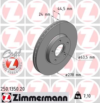 Stabdžių diskas ZIMMERMANN 250.1350.20