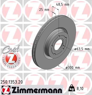 Stabdžių diskas ZIMMERMANN 250.1353.20