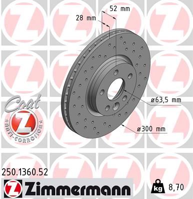 Гальмівний диск ZIMMERMANN 250.1360.52