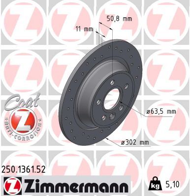 Гальмівний диск ZIMMERMANN 250.1361.52