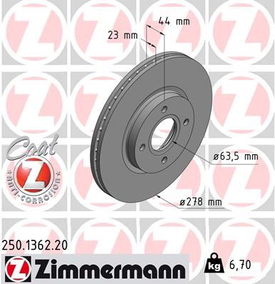 Гальмівний диск ZIMMERMANN 250.1362.20
