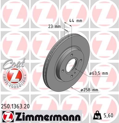 Stabdžių diskas ZIMMERMANN 250.1363.20