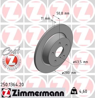 Brake Disc ZIMMERMANN 250.1364.20