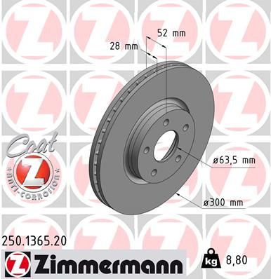 Гальмівний диск ZIMMERMANN 250.1365.20