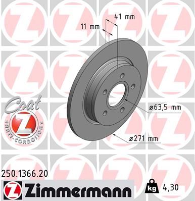 Stabdžių diskas ZIMMERMANN 250.1366.20