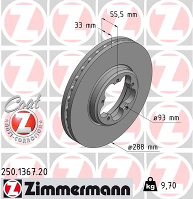 Brake Disc ZIMMERMANN 250.1367.20