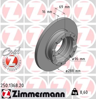 Гальмівний диск ZIMMERMANN 250.1368.20