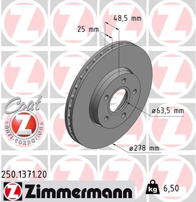 Гальмівний диск ZIMMERMANN 250.1371.20