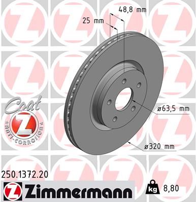 Stabdžių diskas ZIMMERMANN 250.1372.20