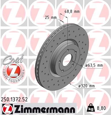 Stabdžių diskas ZIMMERMANN 250.1372.52