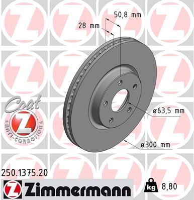 Stabdžių diskas ZIMMERMANN 250.1375.20