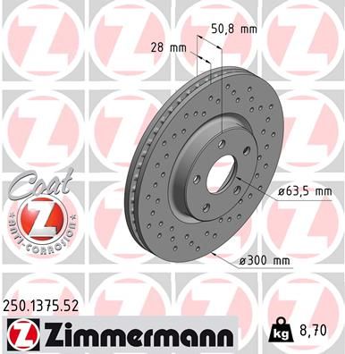 Stabdžių diskas ZIMMERMANN 250.1375.52