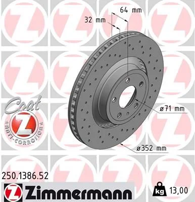 Stabdžių diskas ZIMMERMANN 250.1386.52