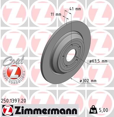 Stabdžių diskas ZIMMERMANN 250.1397.20