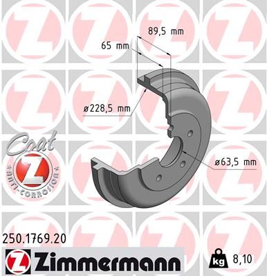 Stabdžių būgnas ZIMMERMANN 250.1769.20