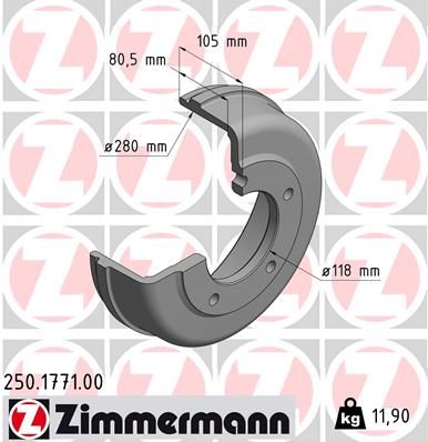 Гальмівний барабан ZIMMERMANN 250.1771.00