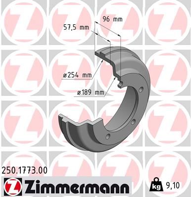 Stabdžių būgnas ZIMMERMANN 250.1773.00