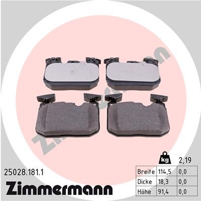 Brake Pad Set, disc brake ZIMMERMANN 25028.181.1