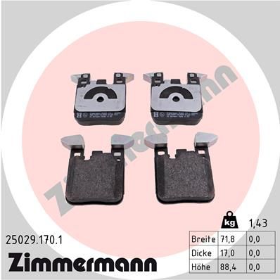 Комплект гальмівних накладок, дискове гальмо ZIMMERMANN 25029.170.1