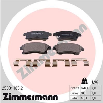 Комплект гальмівних накладок, дискове гальмо ZIMMERMANN 25031.185.2