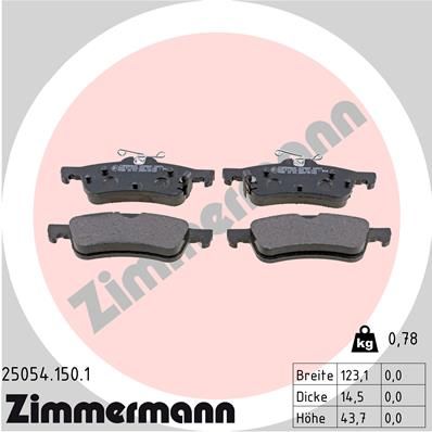 Комплект гальмівних накладок, дискове гальмо ZIMMERMANN 25054.150.1