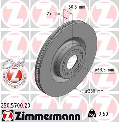 Stabdžių diskas ZIMMERMANN 250.5700.20