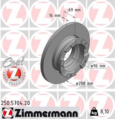 Stabdžių diskas ZIMMERMANN 250.5704.20