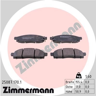 Stabdžių trinkelių rinkinys, diskinis stabdys ZIMMERMANN 25087.170.1