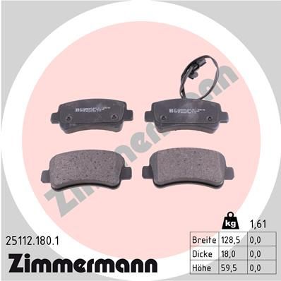 Brake Pad Set, disc brake ZIMMERMANN 25112.180.1