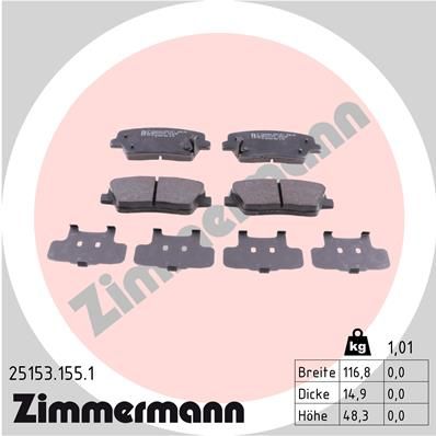 Комплект гальмівних накладок, дискове гальмо ZIMMERMANN 25153.155.1