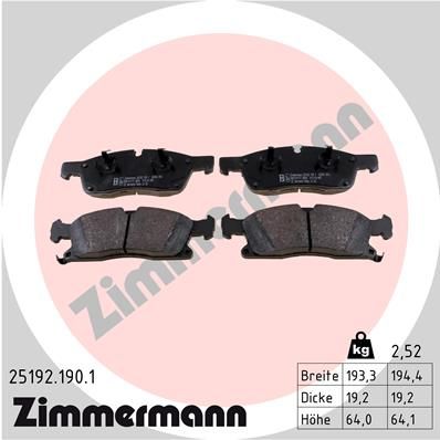 Brake Pad Set, disc brake ZIMMERMANN 25192.190.1