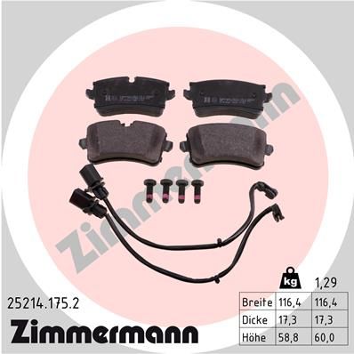 Stabdžių trinkelių rinkinys, diskinis stabdys ZIMMERMANN 25214.175.2