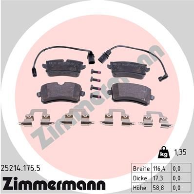 Stabdžių trinkelių rinkinys, diskinis stabdys ZIMMERMANN 25214.175.5