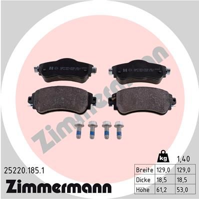 Комплект гальмівних накладок, дискове гальмо ZIMMERMANN 25220.185.1